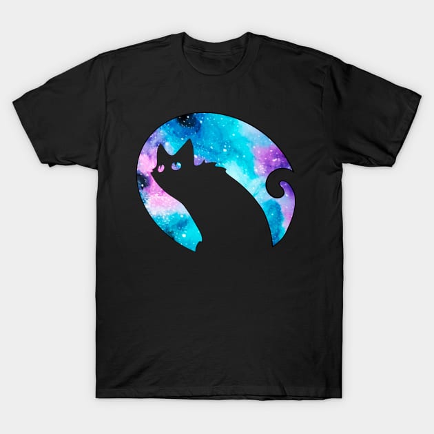 Funny Galaxy Cat T-Shirt by Lady Lilac